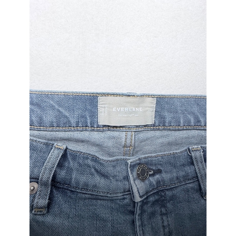 Everlane The Way-High Jean Light Blue Straight Leg Raw Hem Denim 30R - Picture 3 of 4